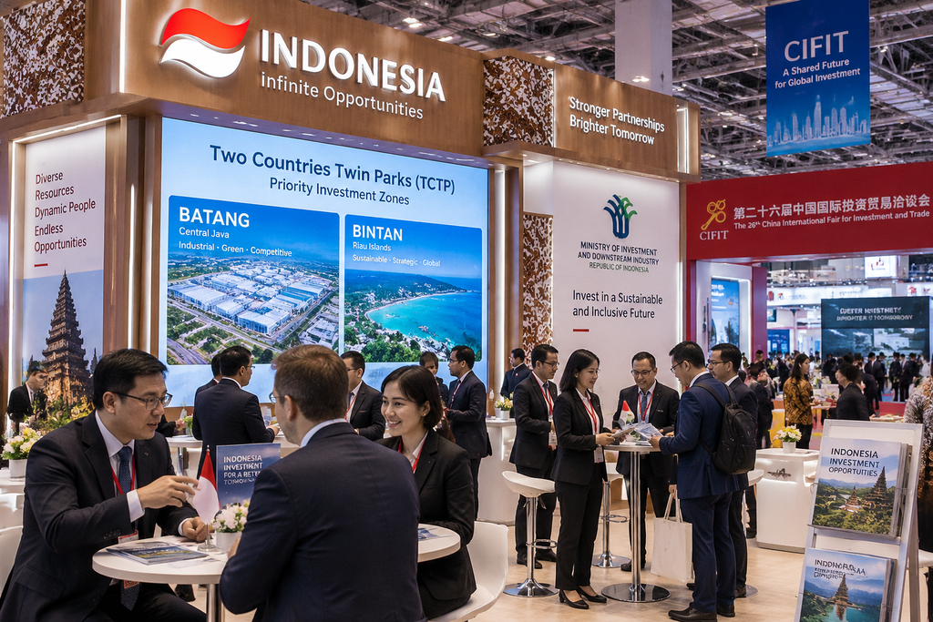 Investasi Fuzhou Rp36,4 Triliun via 16 MoU: Ini Progresnya 7 Paviliun Indonesia di ajang CIFIT Xiamen mempromosikan realisasi proyek investasi prioritas TCTP KEK Batang.