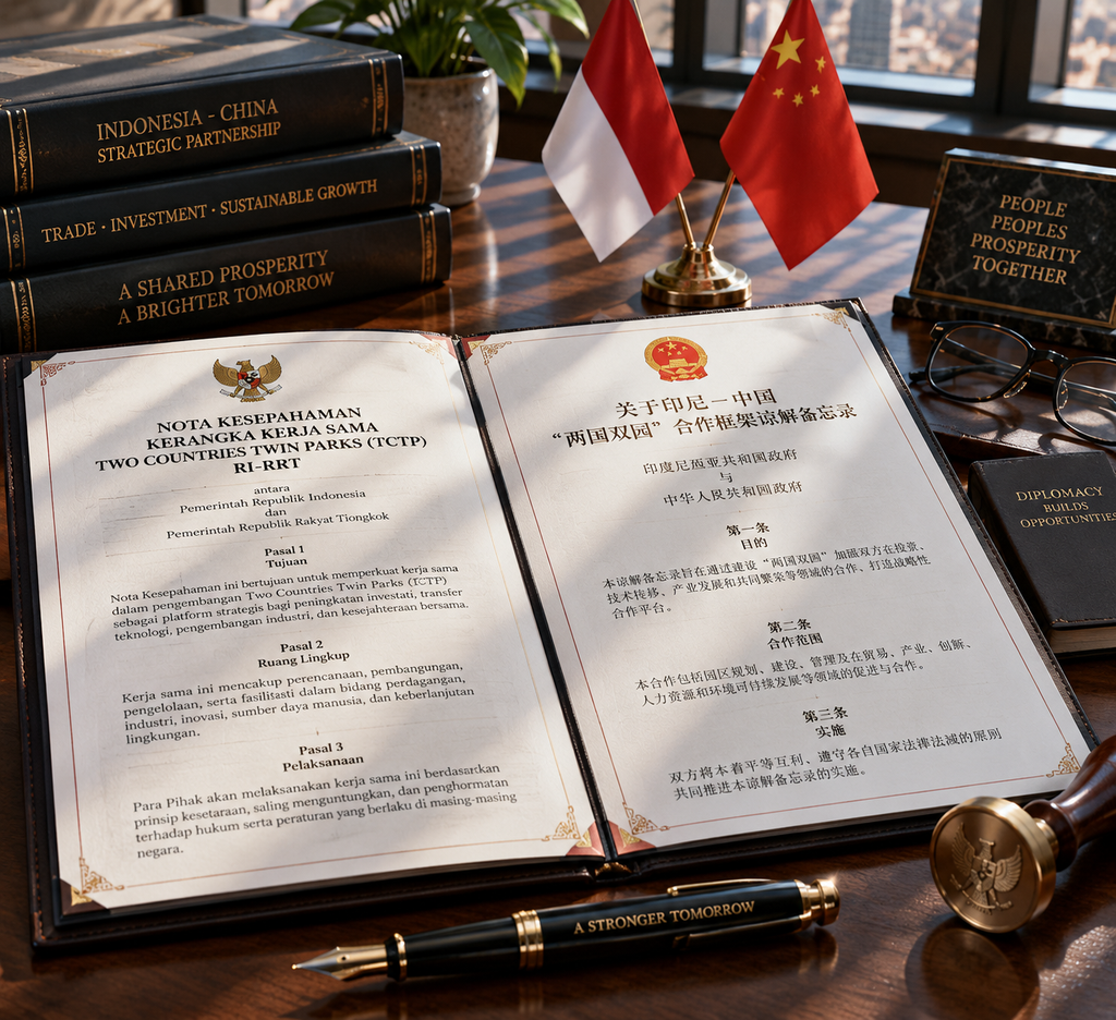 Investasi Fuzhou Rp36,4 Triliun via 16 MoU: Ini Progresnya 2 Berkas dokumen nota kesepahaman bilateral kerja sama investasi Two Countries Twin Parks Indonesia dan Tiongkok.