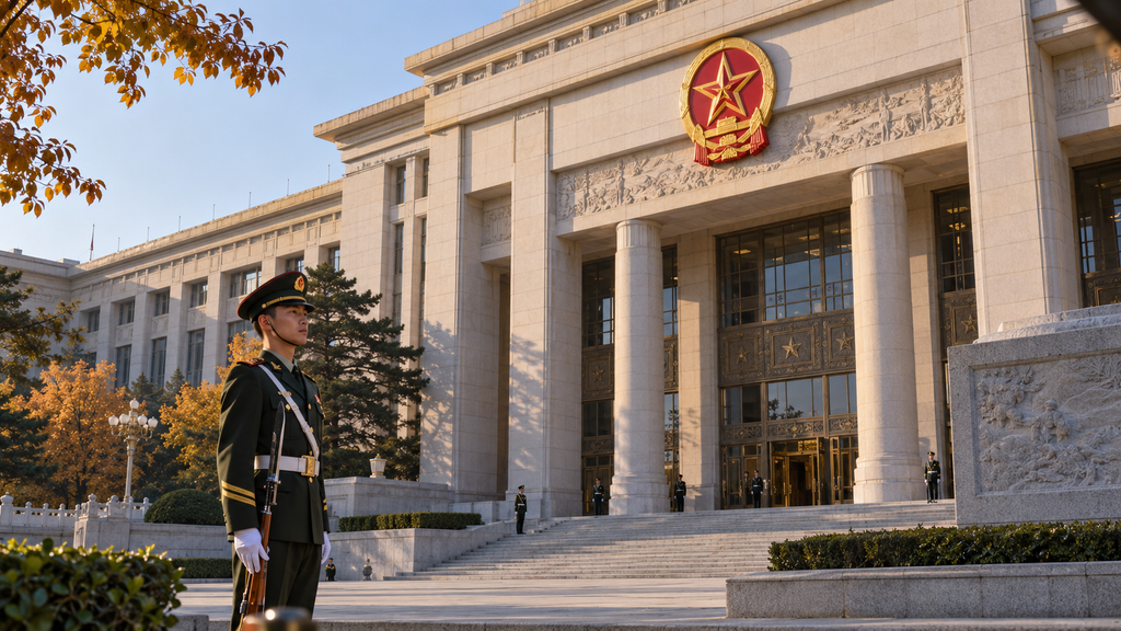 Ternyata Plenum Partai Komunis China 26 Oktober Fokus Disiplin Partai 7 Fasad gedung Kementerian Pertahanan dan Komisi Militer Pusat Bayi Building di Beijing dalam pengawasan ketat.